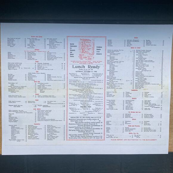 Framed Archival Print of Flat Iron Restaurant & Cafe New York 1905 Vintage Menu - Picture 8 of 12